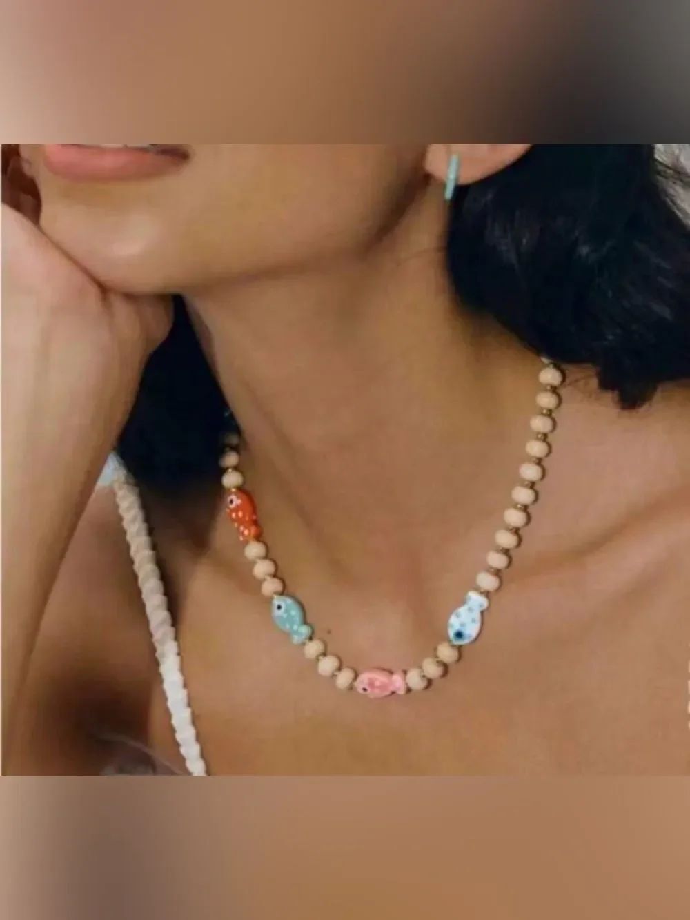 Multicolor Fish Bead Necklace A2033